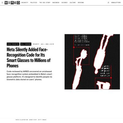 Meta Silently Added Face-Recognition Code for Its Smart Glasses to Millions of Phones | WIRED