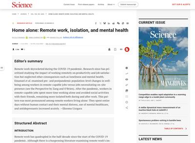 Home alone: Remote work, isolation, and mental health | Science