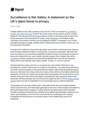 Signal: Surveillance Is Not Safety