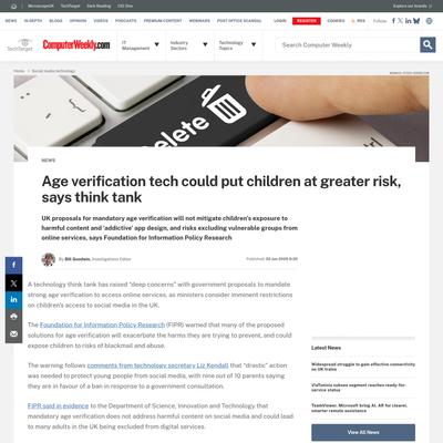 Age verification tech could put children at greater risk, says think tank | Computer Weekly