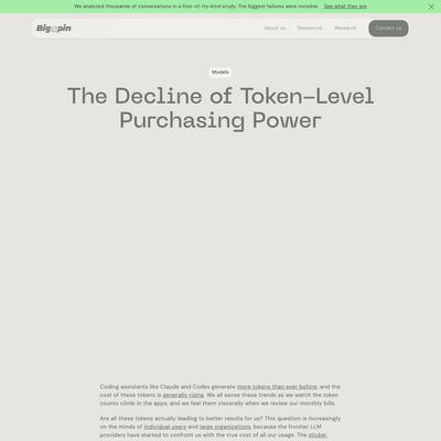 The Decline of Token-Level Purchasing Power – Bigspin AI