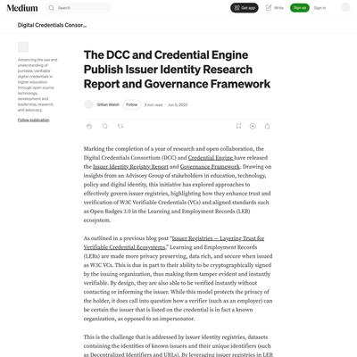 The DCC and Credential Engine Publish Issuer Identity Research Report and Governance Framework | by Gillian Walsh | Digital Credentials Consortium