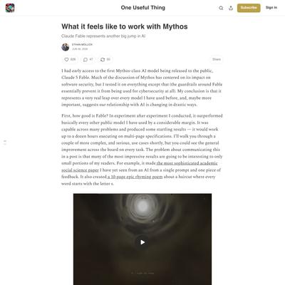 What it feels like to work with Mythos - by Ethan Mollick