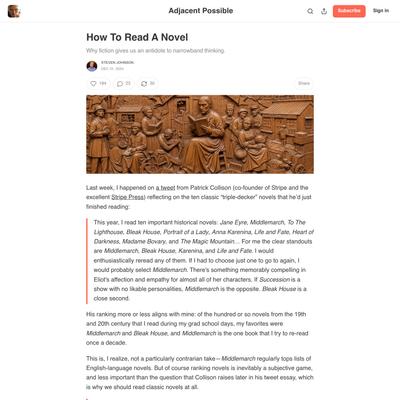 How To Read A Novel - by Steven Johnson - Adjacent Possible