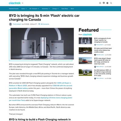 BYD is bringing its 5-min 'Flash' electric car charging to Canada | Electrek