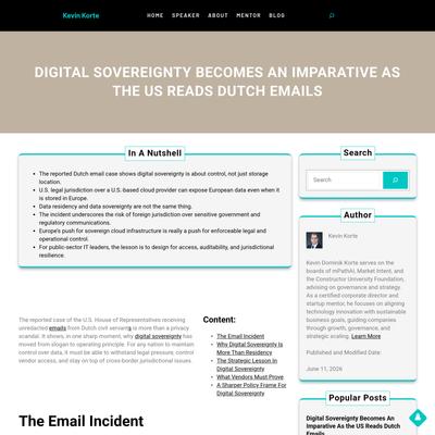 Digital Sovereignty Becomes An Imparative As the US Reads Dutch Emails