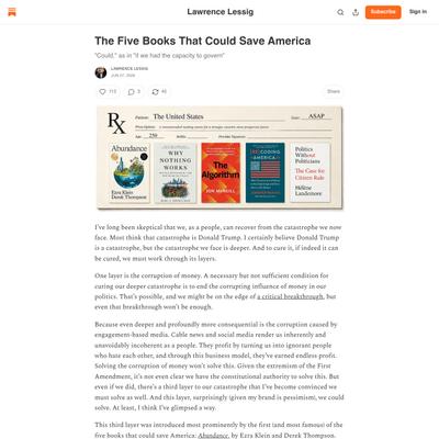 The Five Books That Could Save America - Lawrence Lessig