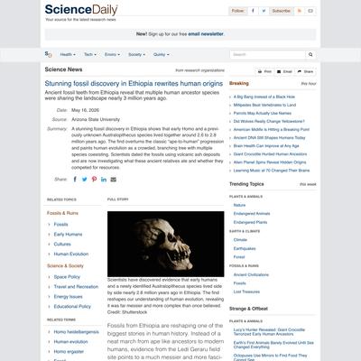 Stunning fossil discovery in Ethiopia rewrites human origins | ScienceDaily