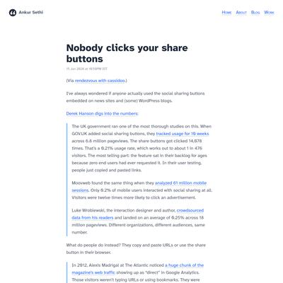 Nobody clicks your share buttons — Ankur Sethi