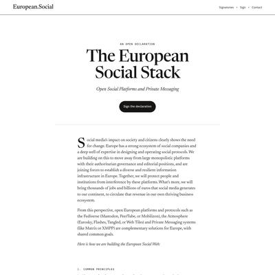 The European Social Stack · An open declaration