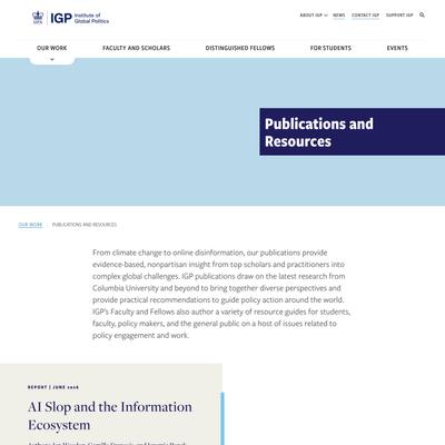 Publications and Resources | Institute of Global Politics | SIPA