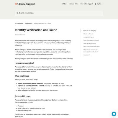 Identity verification on Claude | Claude Help Center