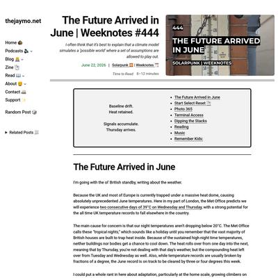 The Future Arrived in June | Weeknotes #444 - thejaymo.net