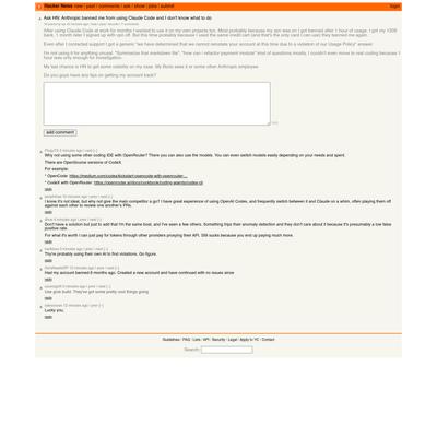 Ask HN: Anthropic banned me from using Claude Code and I don't know what to do | Hacker News