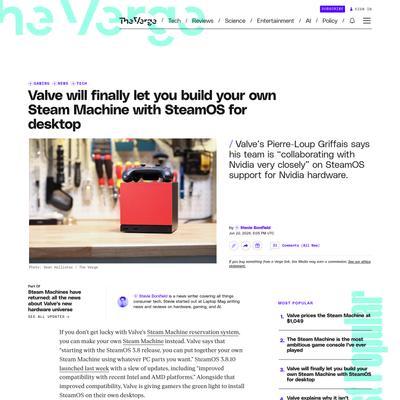 Valve will finally let you build your own Steam Machine with SteamOS for desktop | The Verge