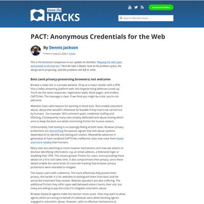 PACT: Anonymous Credentials for the Web - Mozilla Hacks - the Web developer blog