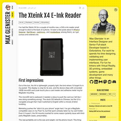 The Xteink X4 E-Ink Reader — Max Glenister