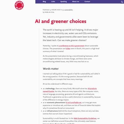 AI and greener choices | hidde.blog