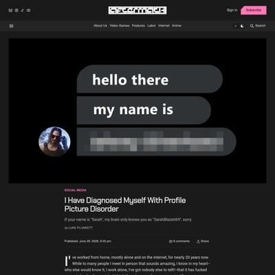 I Have Diagnosed Myself With Profile Picture Disorder