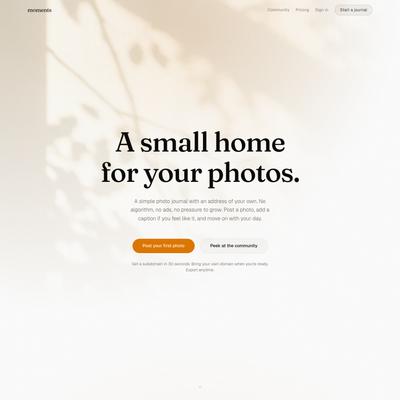 Moments: a calm home for your photography journals
