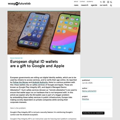 Waag | European digital ID wallets are a gift to Google and Apple