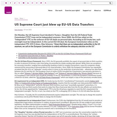 US Supreme Court just blew up EU-US Data Transfers