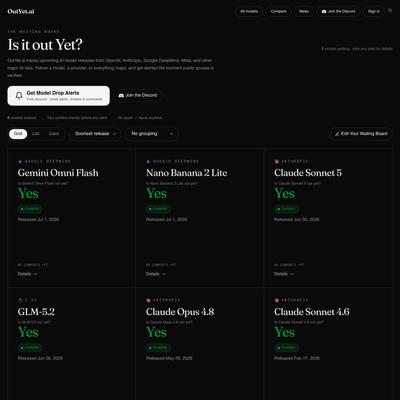 AI Model Release Tracker: GPT, Claude, Gemini & More | OutYet.ai