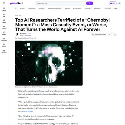 Top AI Researchers Terrified of a “Chernobyl Moment”: a Mass Casualty Event, or Worse, That Turns the World Against AI Forever