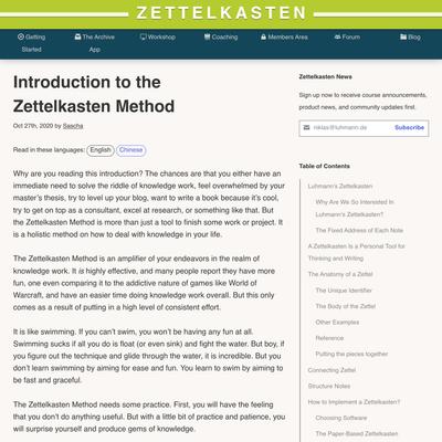 Introduction to the Zettelkasten Method • Zettelkasten Method