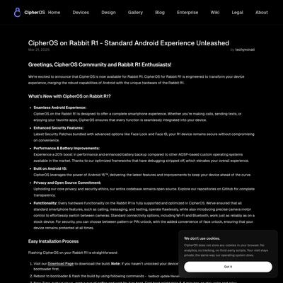 CipherOS on Rabbit R1 - Standard Android Experience Unleashed | CipherOS