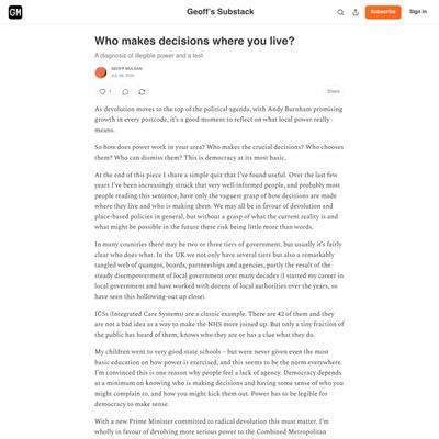 Who makes decisions where you live? - by Geoff Mulgan