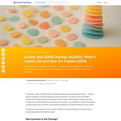 Autism and ADHD Overlap (AuDHD): What It Looks Like and How It's Treated (2026) | Simply Psychology