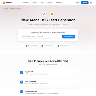 New Arena RSS Feed: Generate Feeds in Seconds | RSS.app