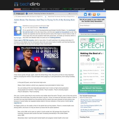 Adults Broke The Internet, And They’re Trying To Fix It By Kicking Kids Off | Techdirt