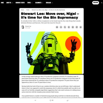 Stewart Lee: Move over, Nigel – it’s time for the Bin Supremacy