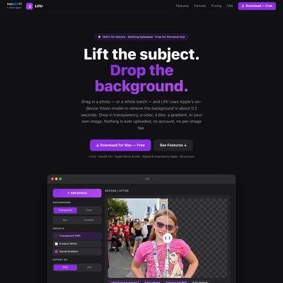 Liftr — Lift the Subject. Drop Any Background.