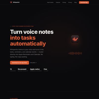 WhisperAct — Voice Task Planner for iPhone & iPad