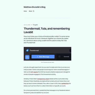 Thundermail, Tuta, and remembering Lavabit