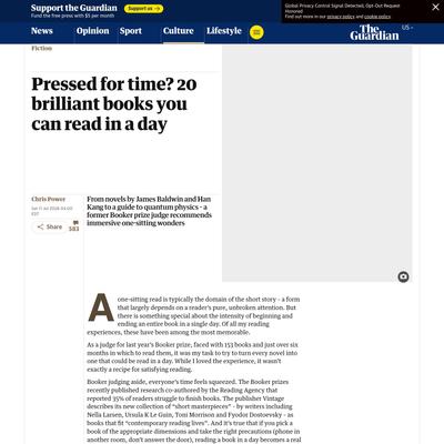 Pressed for time? 20 brilliant books you can read in a day | Fiction | The Guardian