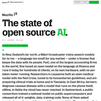 The State of Open Source AI — V1.0 · July 2026