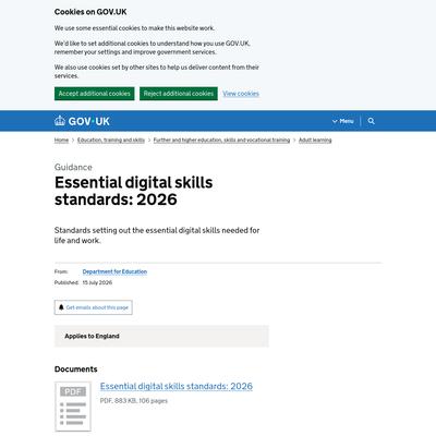 Essential digital skills standards: 2026 - GOV.UK