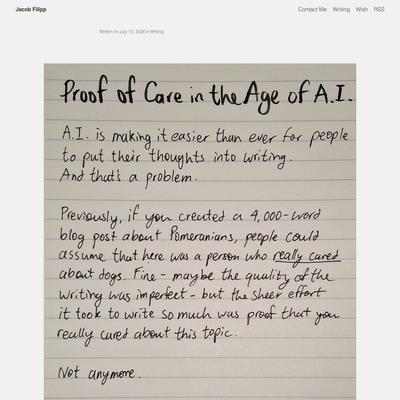Proof Of Care in the Age of A.I. – Jacob Filipp