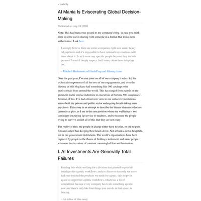 AI Mania Is Eviscerating Global Decision-Making — Ludicity