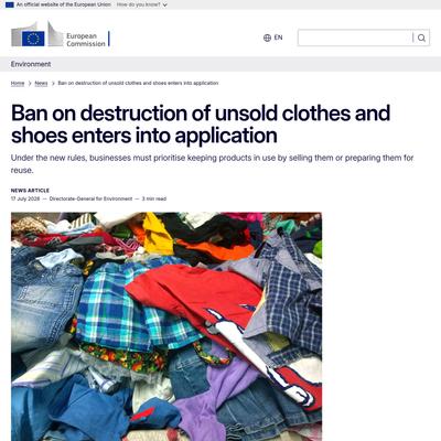 Ban on destruction of unsold clothes and shoes enters into application - Environment