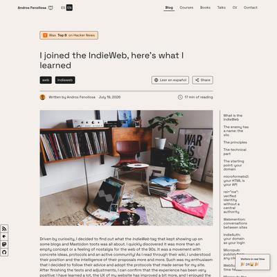 I joined the IndieWeb, here's what I learned | Andros Fenollosa