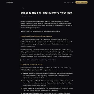 Ethics Is the Skill That Matters Most Now | Agonora