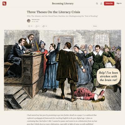 Three Theses On the Literacy Crisis - by Trevor Aleo