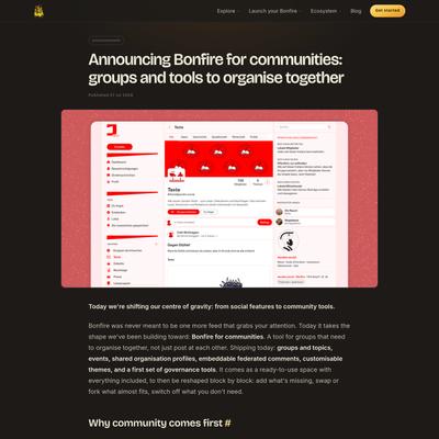 Announcing Bonfire for communities: groups and tools to organise together