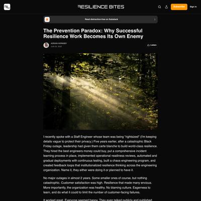 The Prevention Paradox: Why Successful Resilience Work Becomes Its Own Enemy