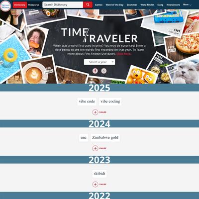 Time Traveler by Merriam-Webster: Search Words by First Known Use Date